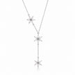 Triple Star Diamond 925 Sterling Silver Pendant Chain for Women