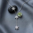 Triple Star Diamond 925 Sterling Silver Pendant Chain for Women