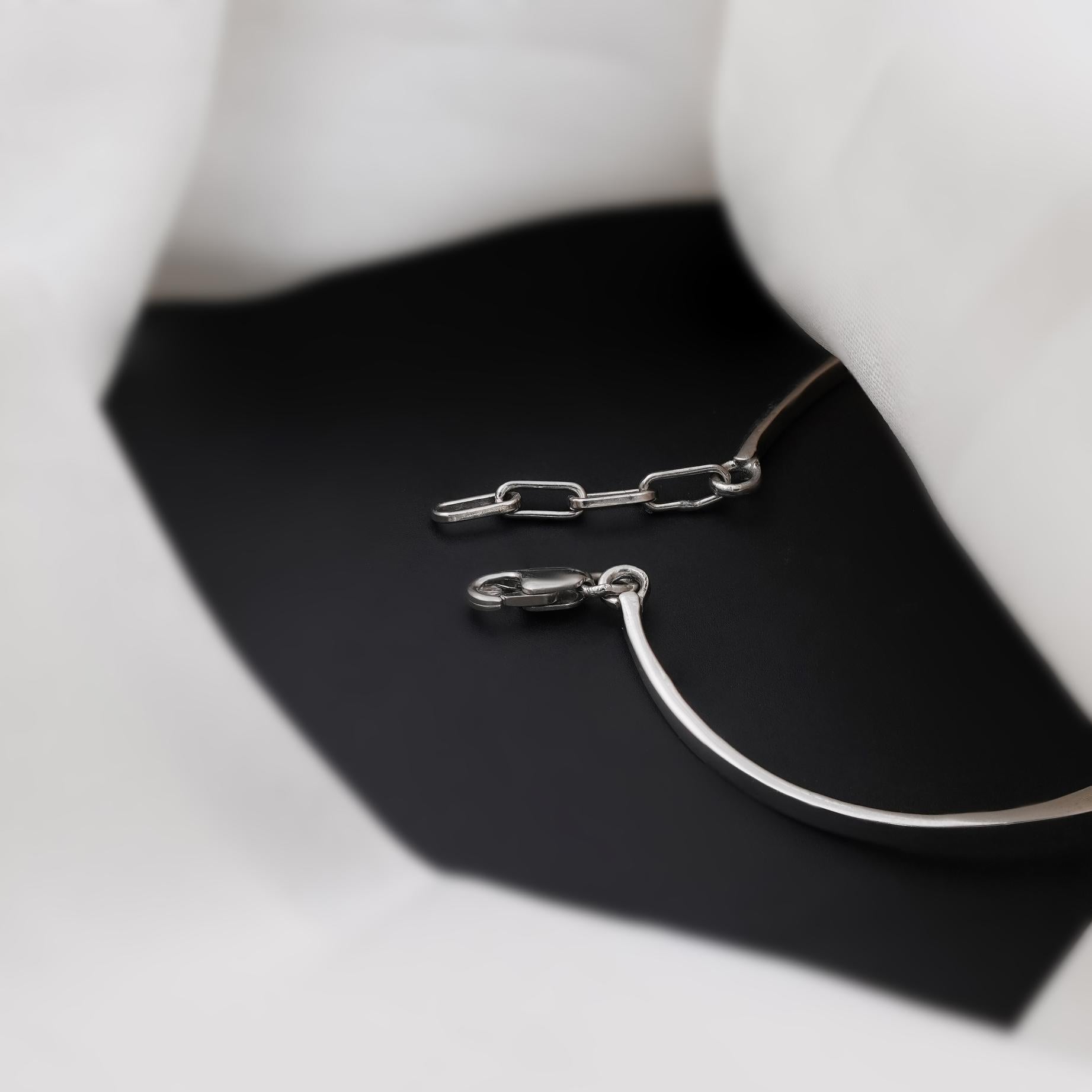 Geometric Diamond Cuff Silver Bracelet for Women
