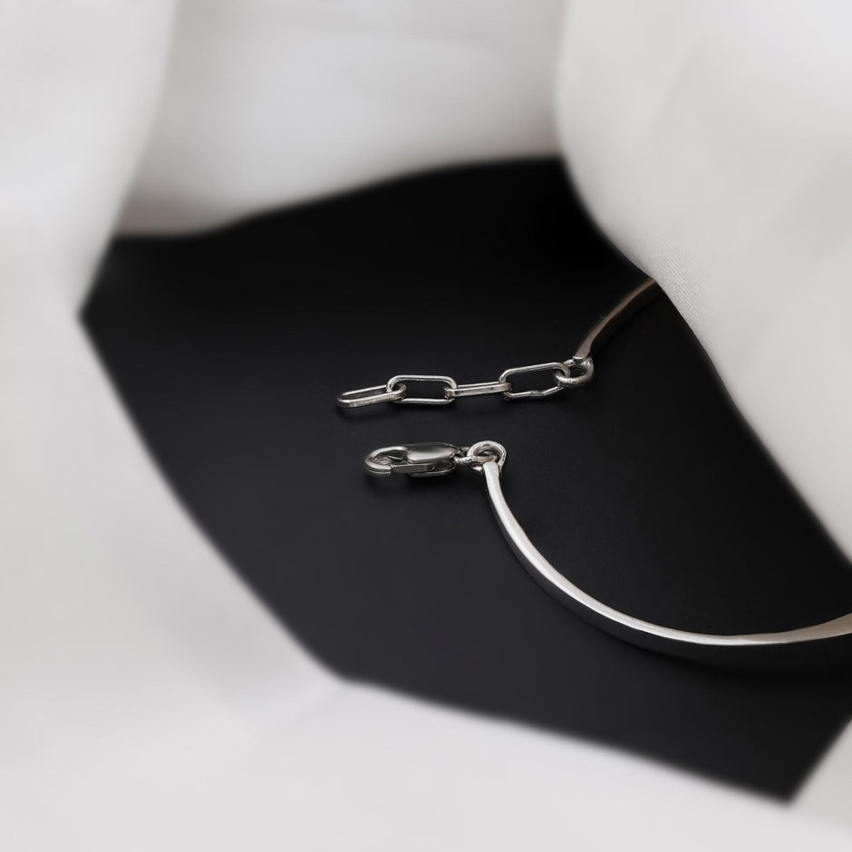 Geometric Diamond Cuff Silver Bracelet for Women