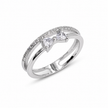 925 Sterling Silver Heart Open Ring with Clear CZ