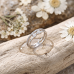 925 Sterling Silver Heart Open Ring with Clear CZ