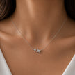 Twin Star Diamond 925 Sterling Silver Pendant Chain for Women