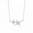 Twin Star Diamond 925 Sterling Silver Pendant Chain for Women
