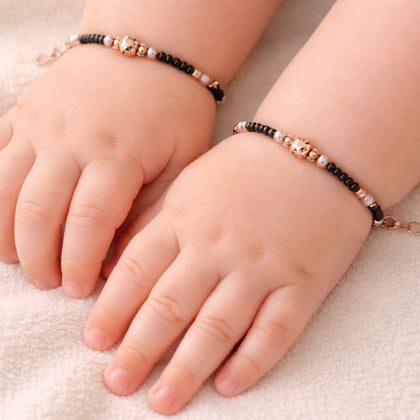 Twin Pearl Beaded 925 Sterling Silver Rose Gold Kid's Bracelet