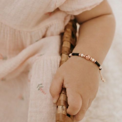Twin Pearl Beaded 925 Sterling Silver Rose Gold Kid's Bracelet