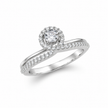 925 Sterling Silver Twisted Halo CZ Solitaire Ring for Women