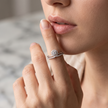 925 Sterling Silver Twisted Halo CZ Solitaire Ring for Women