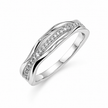 925 Sterling Silver Curved CZ Pavé Band Ring on Black Slate.
