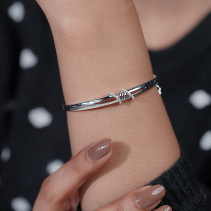 Twisted Knot Grace Diamond Silver Bracelet for Women