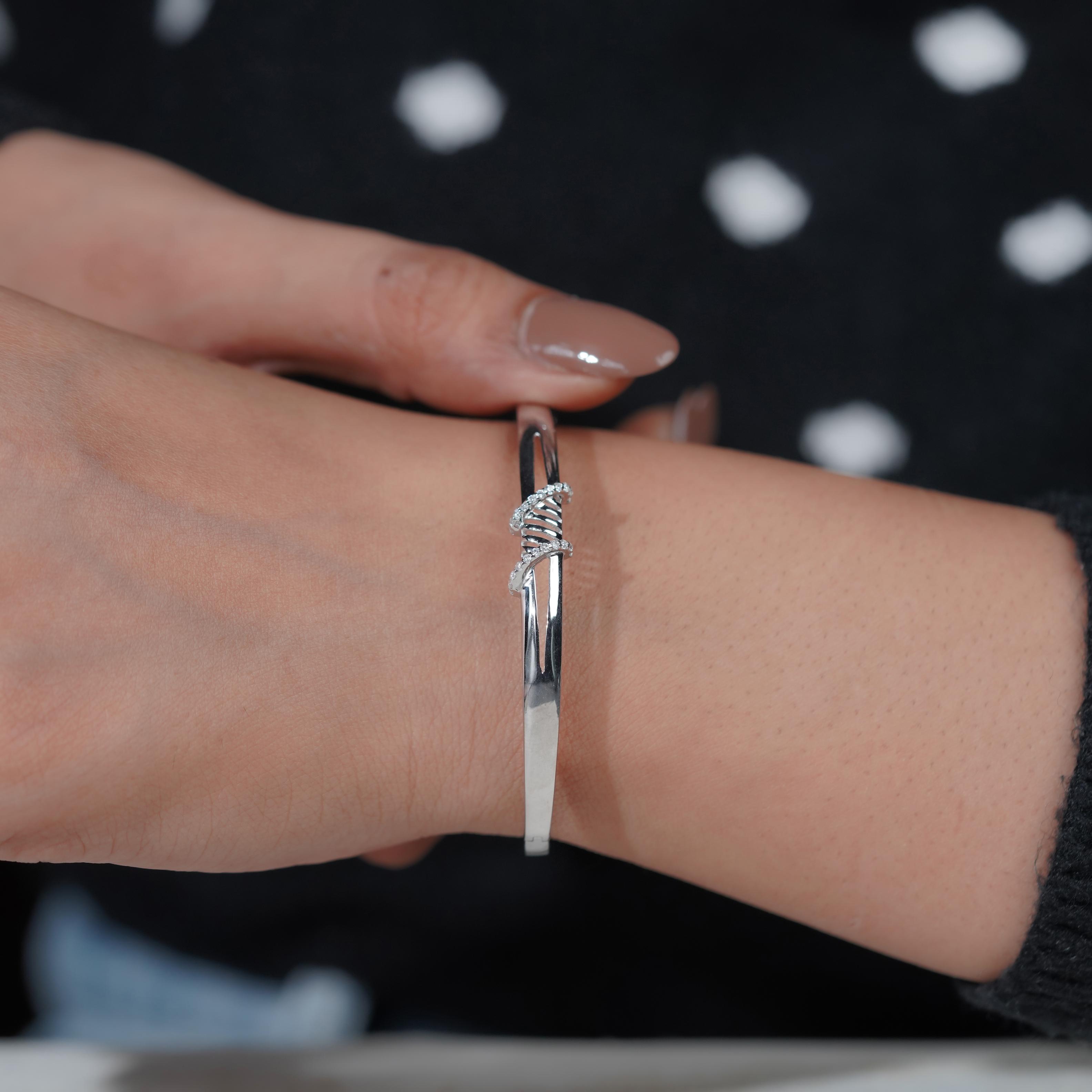 Twisted Knot Grace Diamond Silver Bracelet for Women