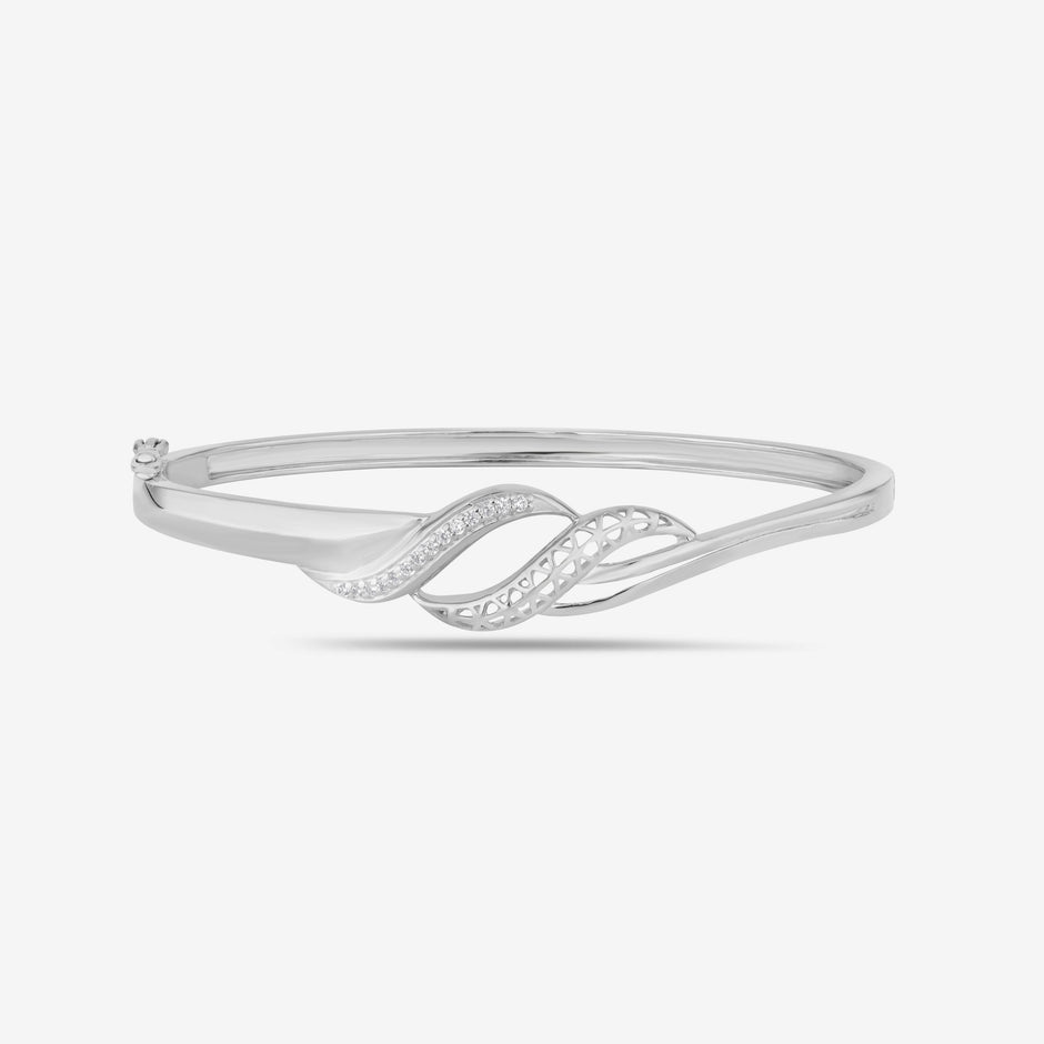 Twisted Wave Diamond Silver Bracelet for Women