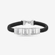 Brown Braided Leather Silver CZ 925 Sterling Silver Bracelet for Men