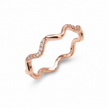 925 Sterling Silver Rose Gold Wavy CZ Ring for Women