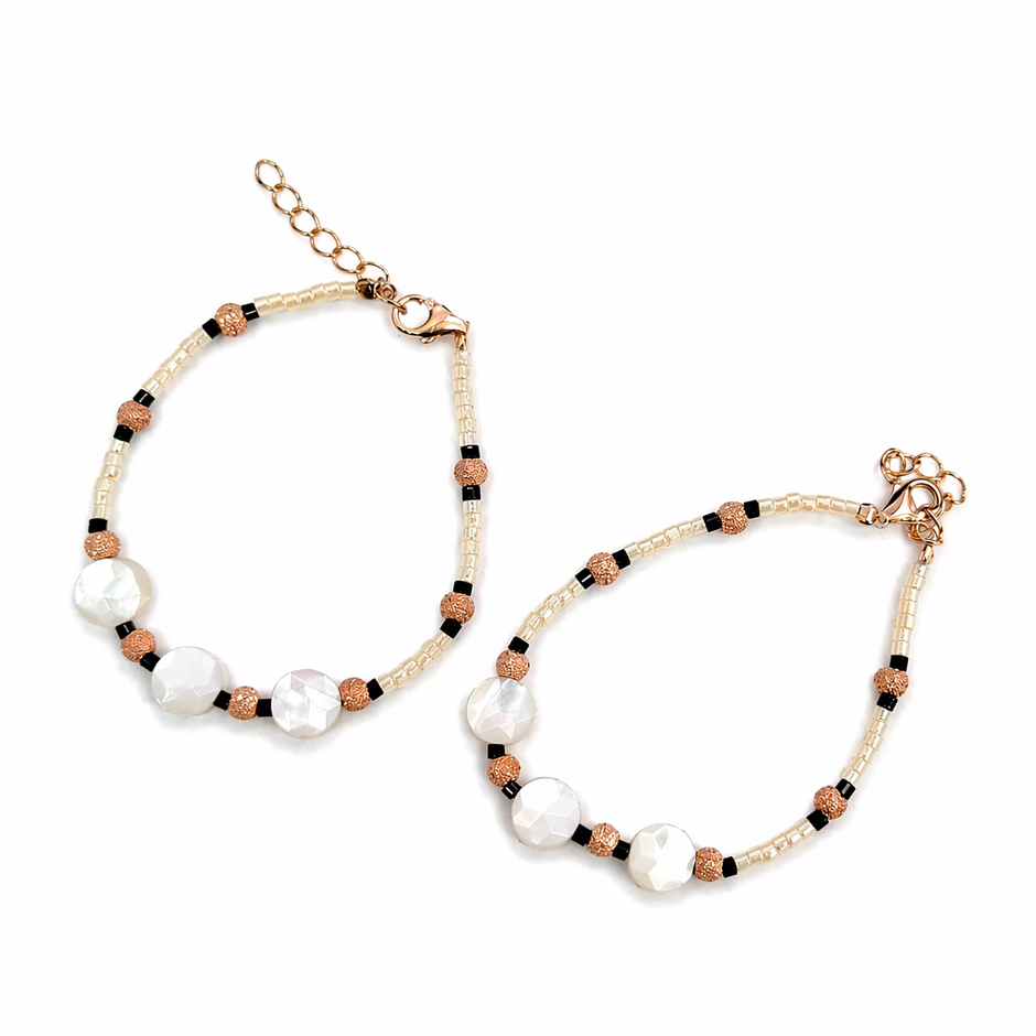White Crystal Beaded 925 Sterling Silver Kids Bracelet