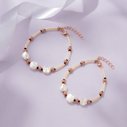 White Crystal Beaded 925 Sterling Silver Kids Bracelet