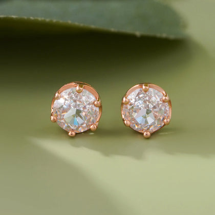 Rose gold 925 silver solitaire earrings