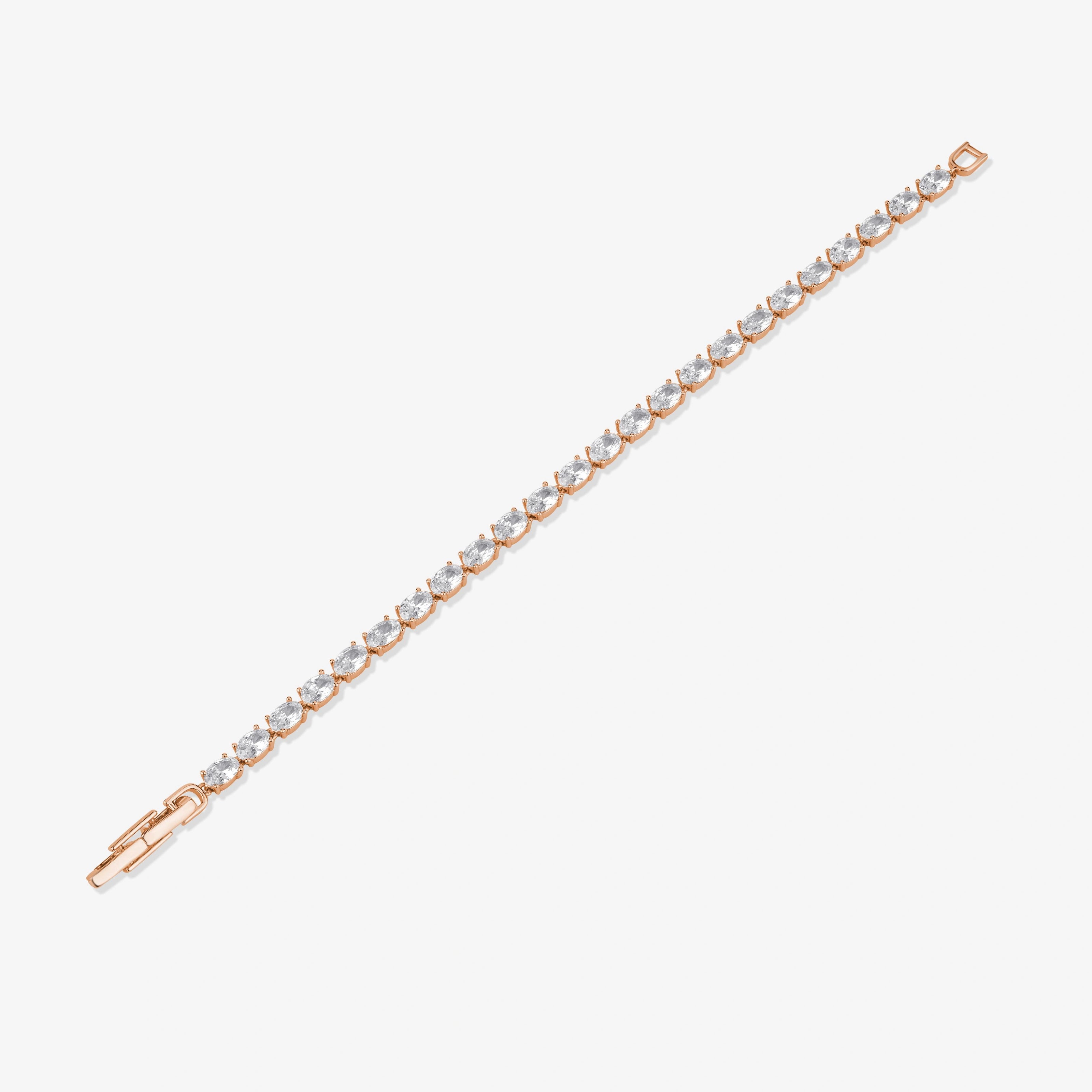 Oval Cut Tennis Diamond Rose Gold Bracelet for Women