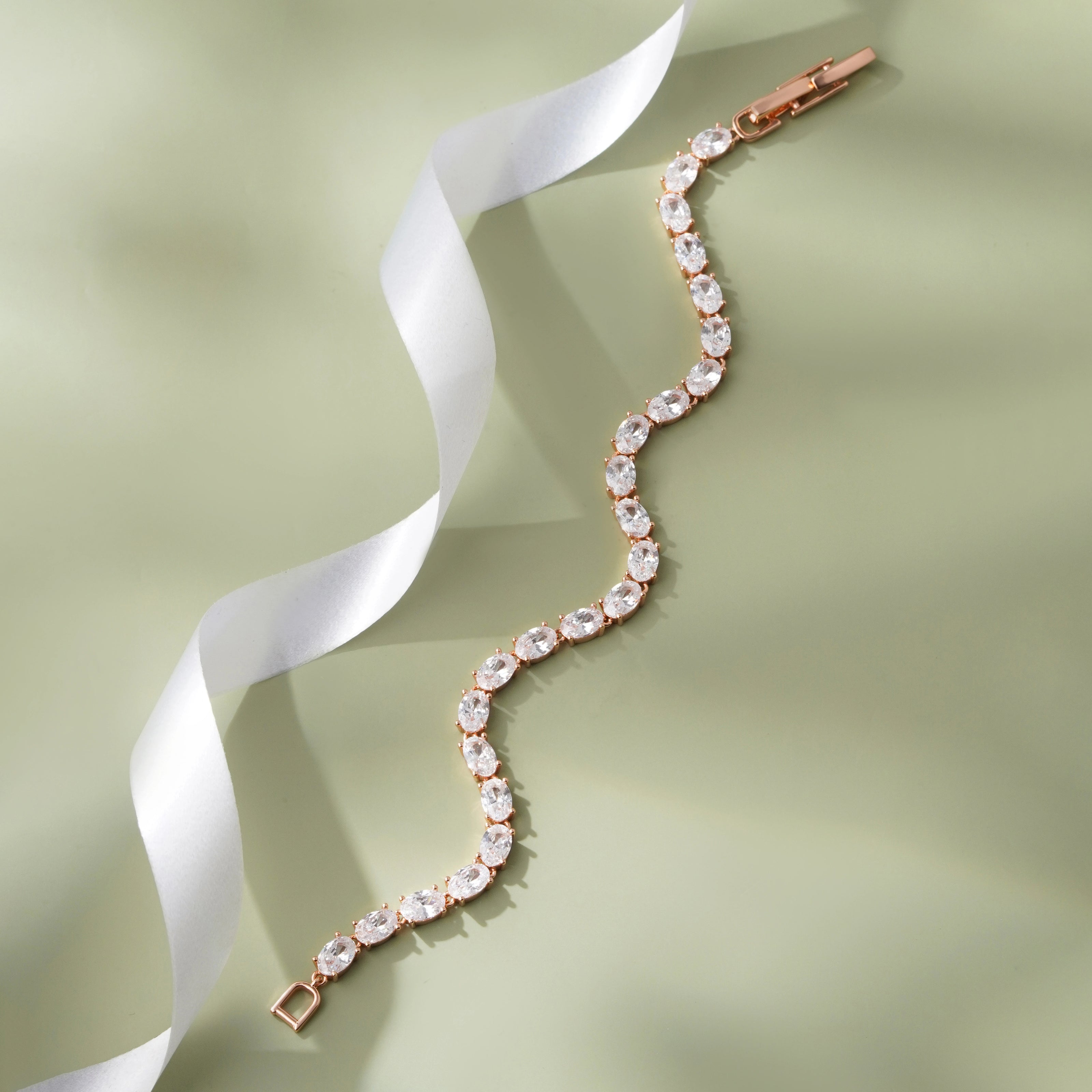 Oval Cut Tennis Diamond Rose Gold Bracelet for Women