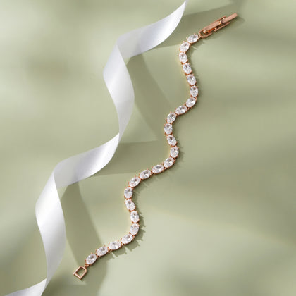 Oval Cut Tennis Diamond Rose Gold Bracelet for Women