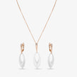 White Enamel Inlay 925 Sterling Silver Rose Gold Pendant Set for Women
