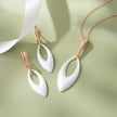 White Enamel Inlay 925 Sterling Silver Rose Gold Pendant Set for Women