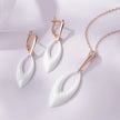 White Enamel Inlay 925 Sterling Silver Rose Gold Pendant Set for Women
