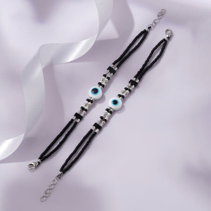 White Evil Eye Charms 925 Sterling Silver Kid's Bracelet