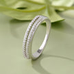 Double Row Diamond Silver Ring
