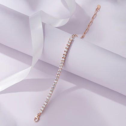 Classic Tennis Diamond Rose Gold Bracelet for Women
