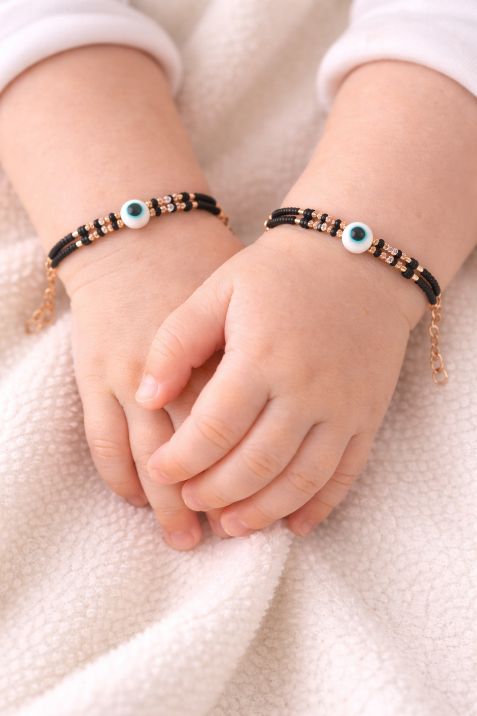 White Evil Eye Charms 925 Sterling Silver Kid's Bracelet