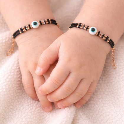 White Evil Eye Charms 925 Sterling Silver Kid's Bracelet