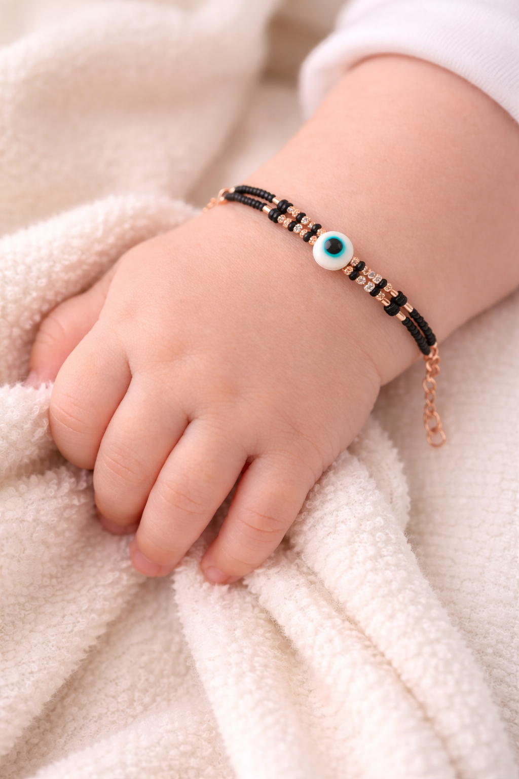 White Evil Eye Charms 925 Sterling Silver Kid's Bracelet