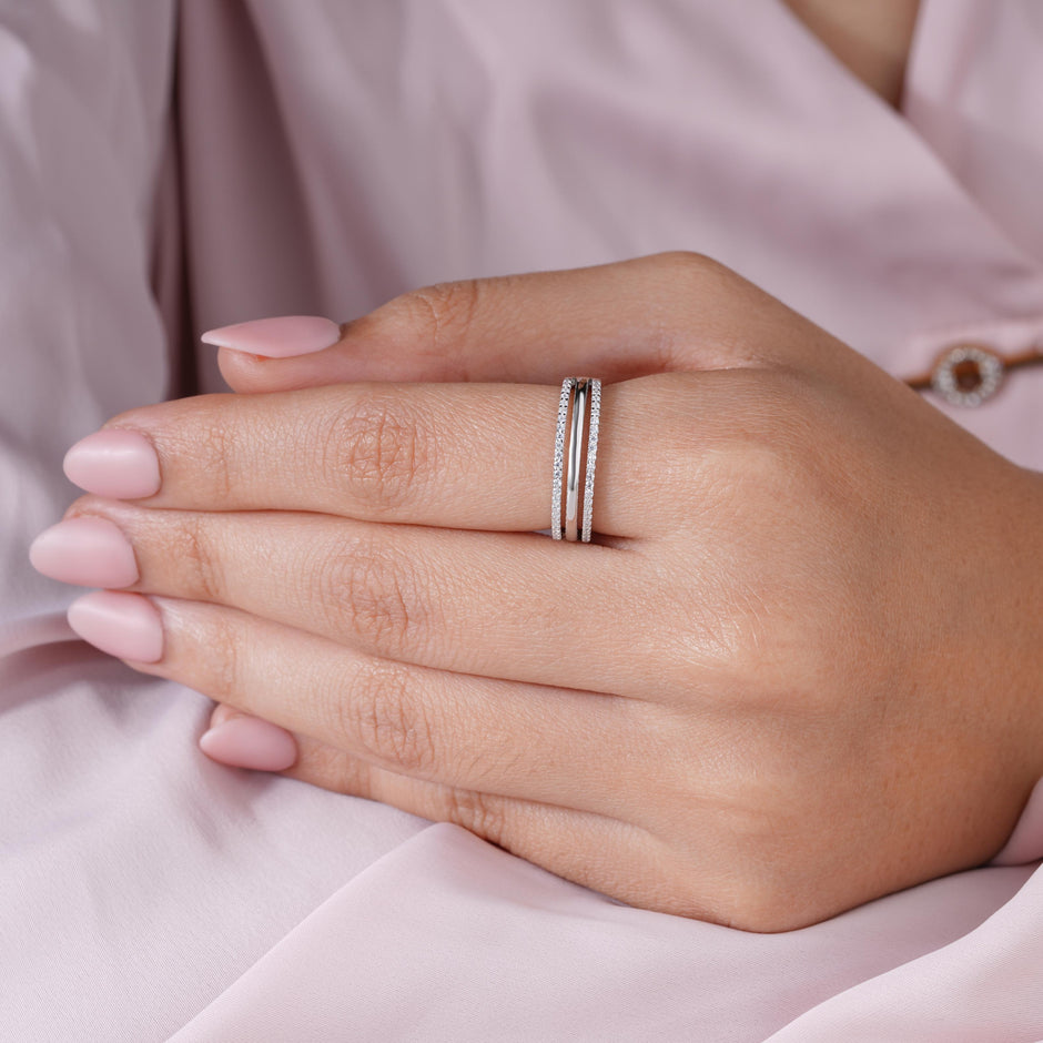 Elegant Double Band Diamond Ring