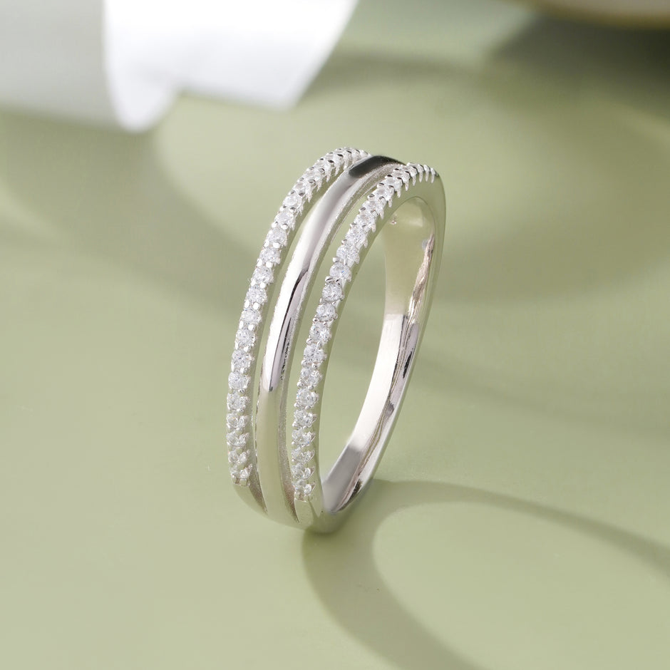 Elegant Double Band Diamond Ring