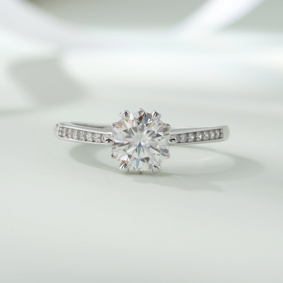 Round Solitaire Diamond Silver Ring