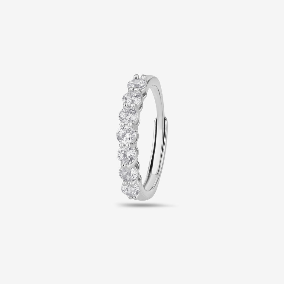 Round Diamond Silver Ring