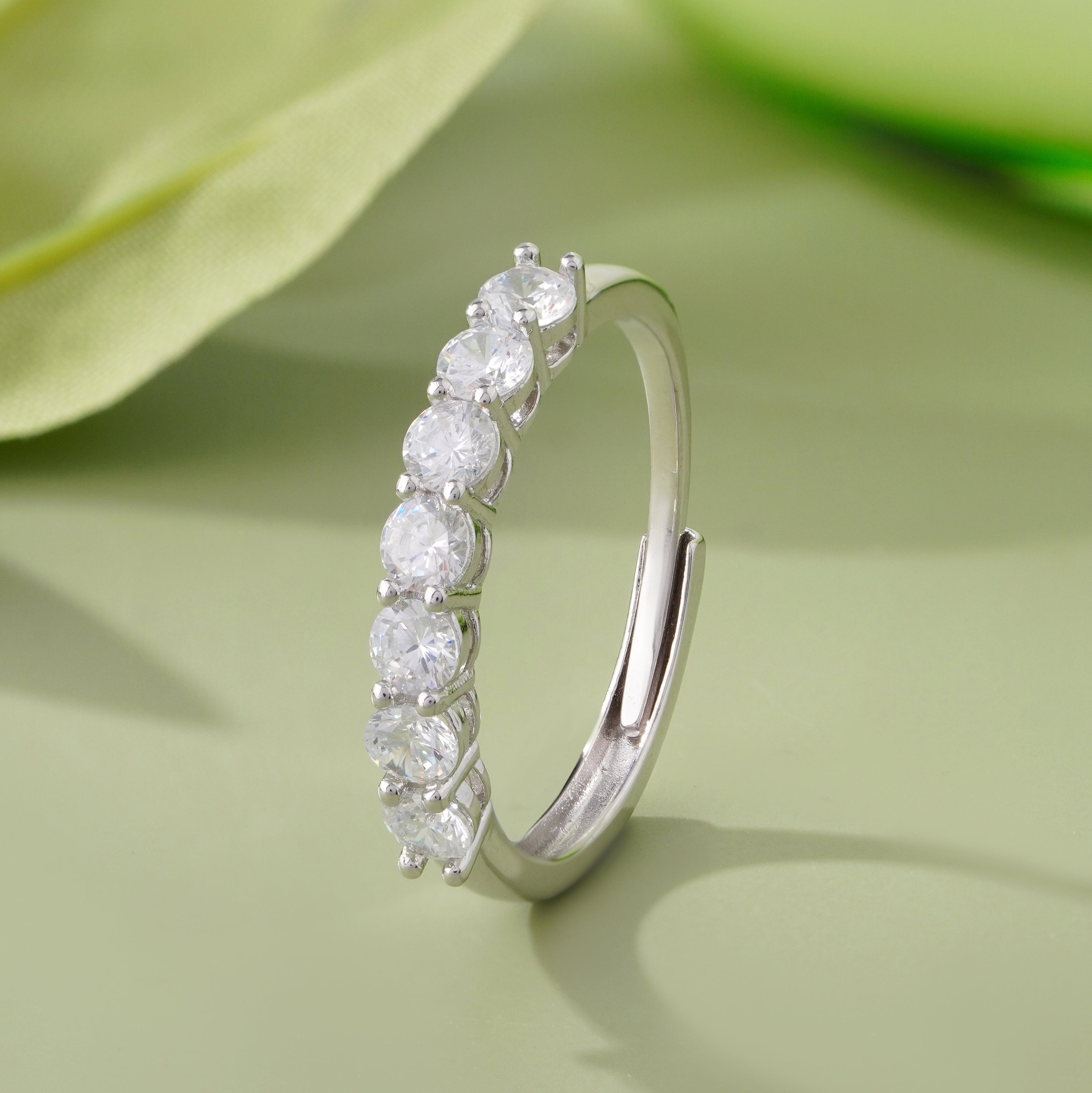 Round Diamond Silver Ring