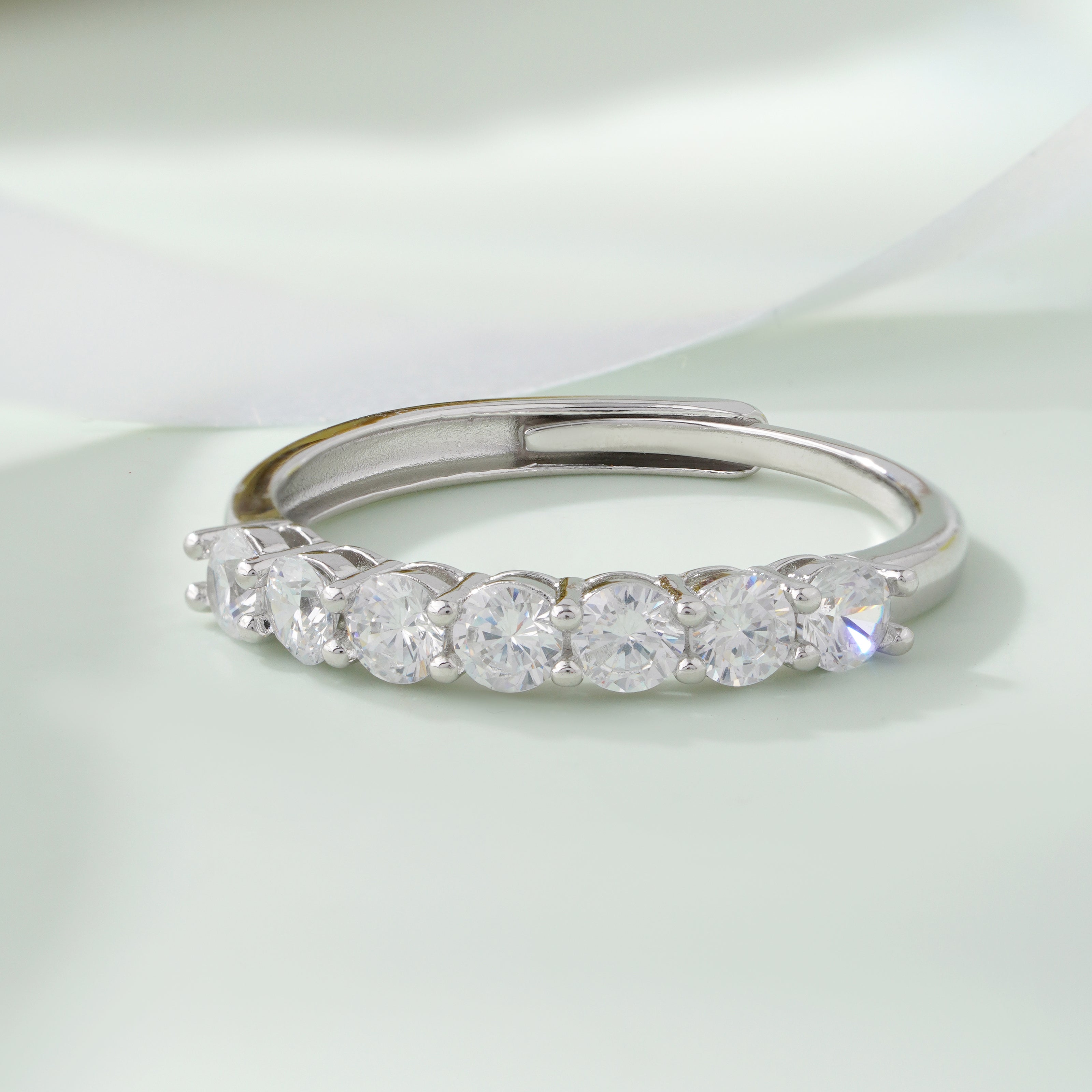 Round Diamond Silver Ring