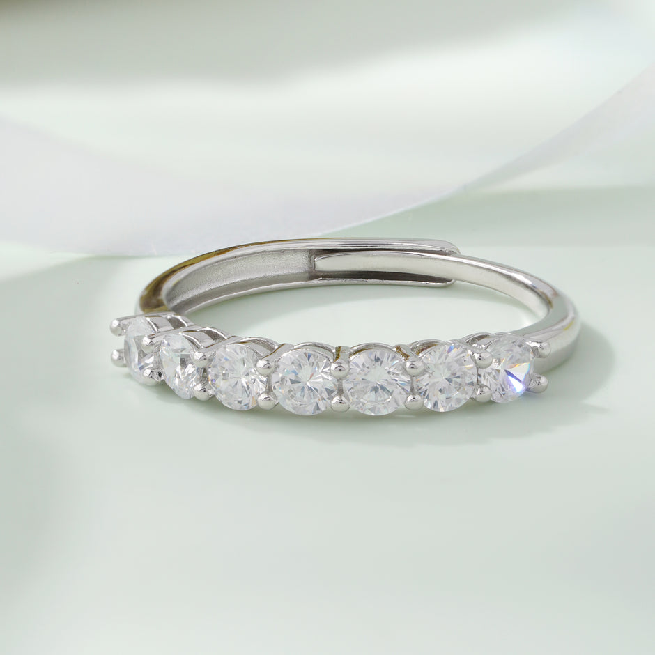 Round Diamond Silver Ring