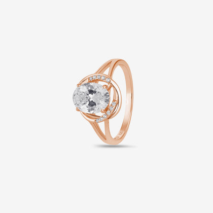 White Stone Rose Gold Ring on Hand