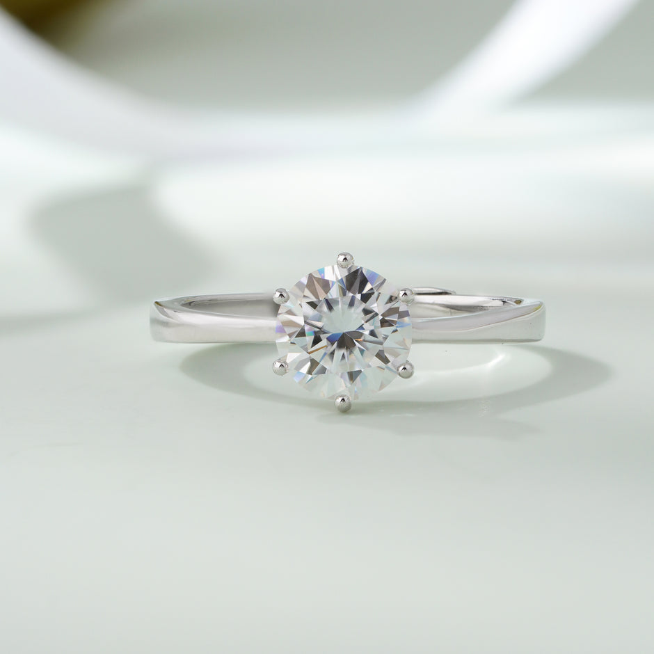 White Round Solitaire Diamond Ring