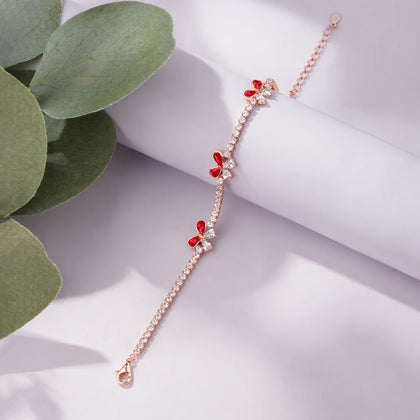 Red Butterfly Diamond Adjustable Bracelet for Women