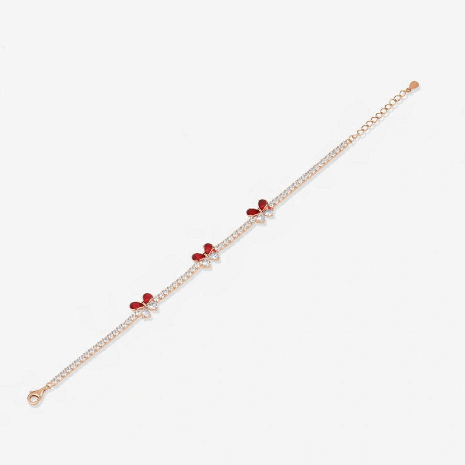 Red Butterfly Diamond Adjustable Bracelet for Women