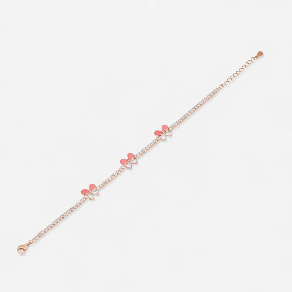 Pink Butterfly Diamond Adjustable Bracelet for Women