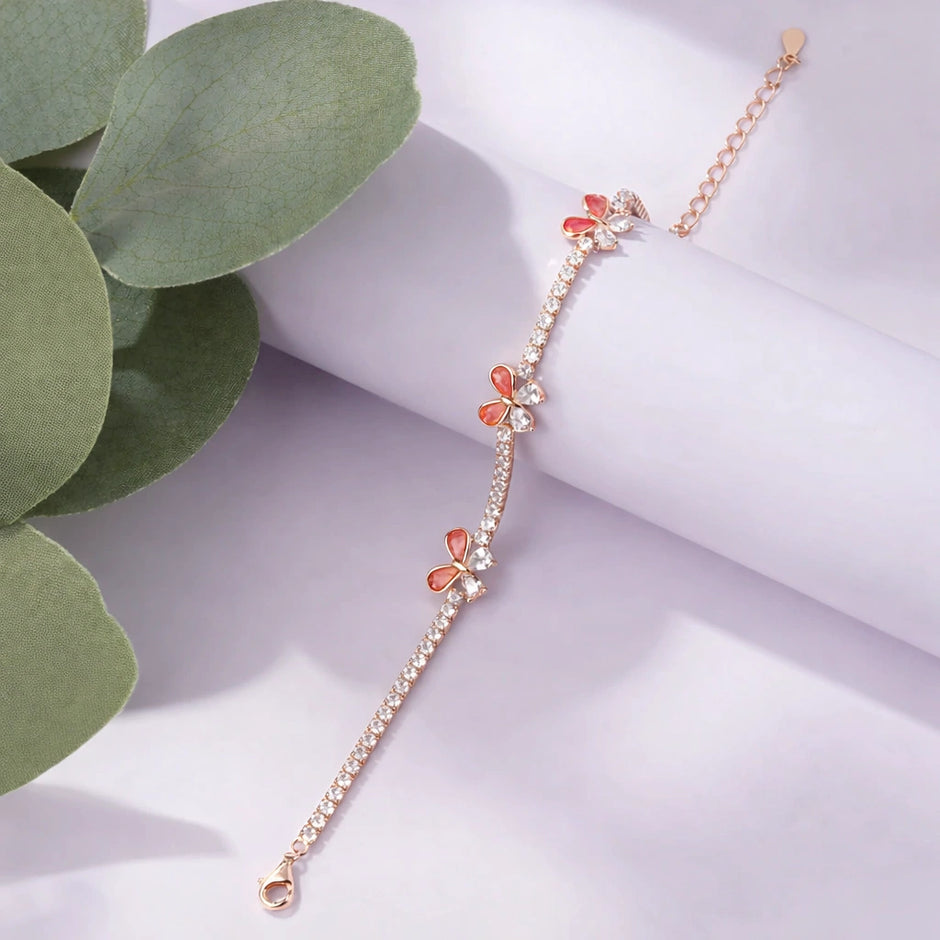 Pink Butterfly Diamond Adjustable Bracelet for Women