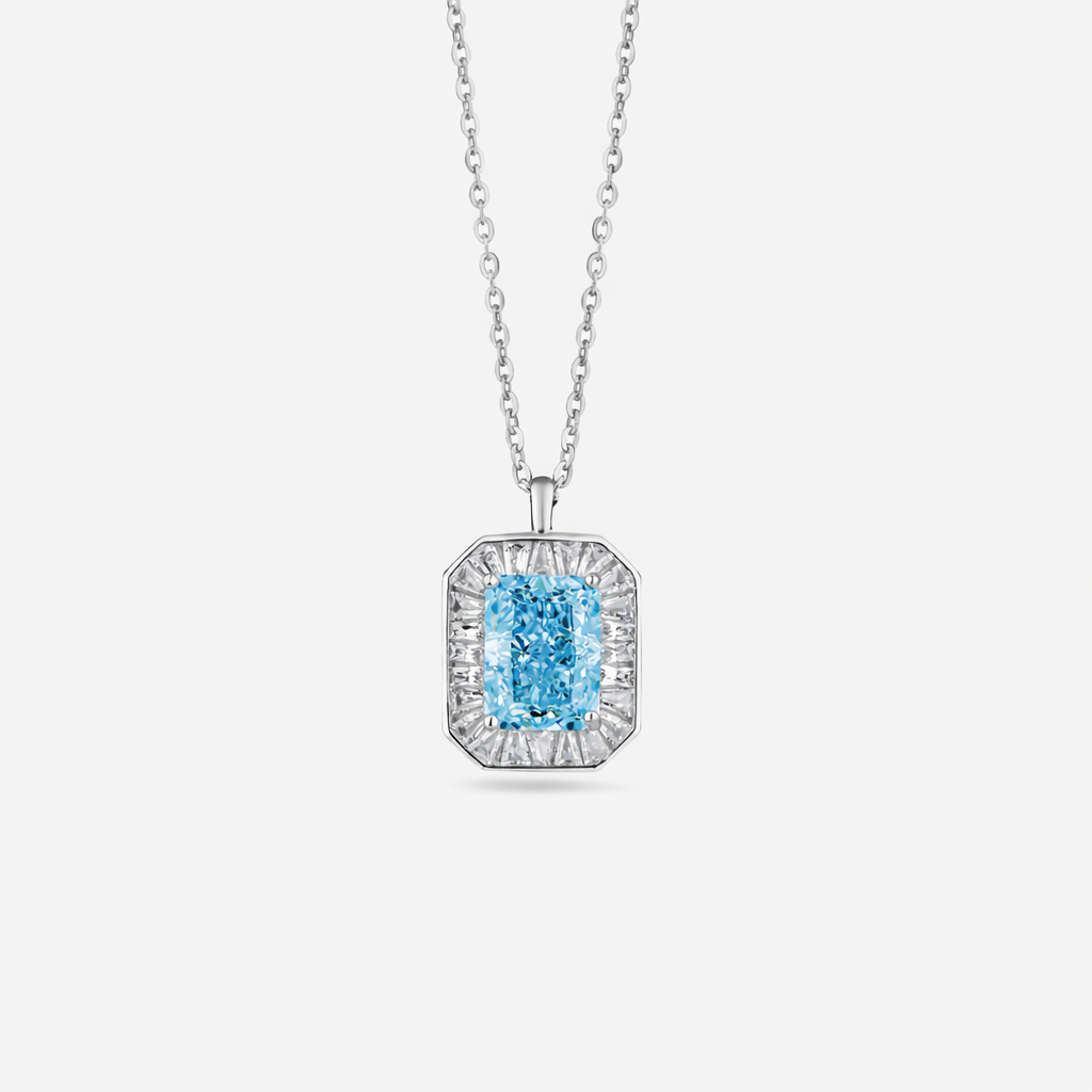 Sky Aura Diamond CZ 925 Sterling Silver Pendant Chain for Women