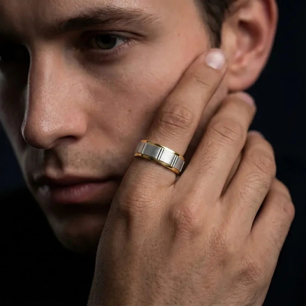 Premium 925 Sterling Silver Ring with Gold Accent