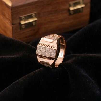 Bold Luxe Diamond CZ Rose Gold Plated 925 Sterling Silver Ring for Men