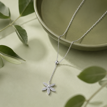 Star Flower Diamond 925 Sterling Silver Pendant Chain for Women